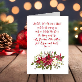 Elegant Christian jul Bible Verse Poinsettia Helgkort