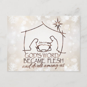 Elegant Christian Ntivity Scripture Jul Helg Vykort