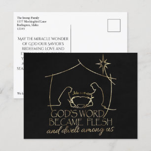 Elegant Christian Ntivity Scripture Jul Helg Vykort