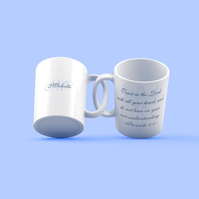 Elegant Christian Proverbs Blue Kor Modern Två-Tonad Mugg (Elegant Christian Proverbs Blue Cross Modern Two-Tone Coffee Mug
)