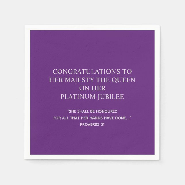 Elegant Christian QUEEN'S PLATINUM JUBILEE Papper Pappersservett (Framsidan)