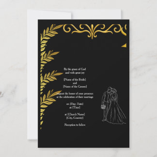 Elegant Christian Wedding Invitation | Gold Floral Inbjudningar