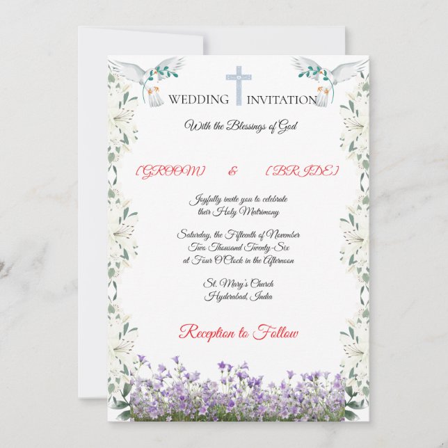 Elegant Christian Wedding Invitation Template Inbjudningar (Framsida)