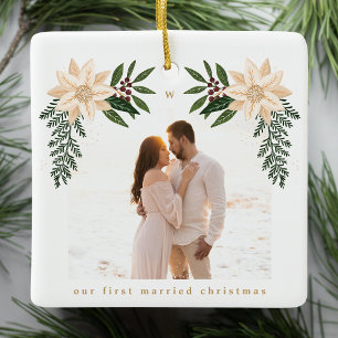 elegant christmas botanical merry chrismtas foto julgransprydnad keramik