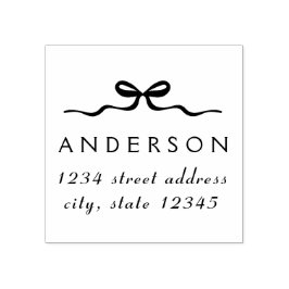 Elegant Christmas Bow Family Name Return Address Stämpel