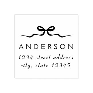 Elegant Christmas Bow Family Name Return Address Stämpel