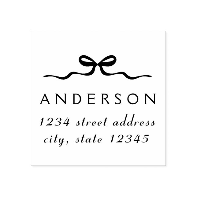Elegant Christmas Bow Family Name Return Address Stämpel (Tryck)
