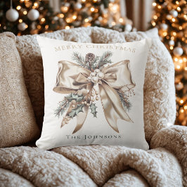 Elegant Christmas Bow Personalized Pillow Kudde
