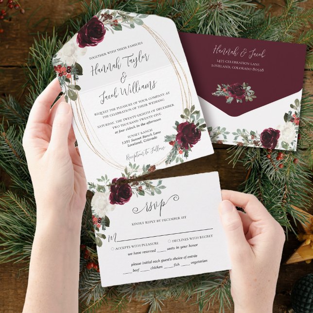 Elegant Christmas Burgundy Winter Wedding (Skapare uppladdad)