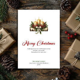 Elegant Christmas candles pine holly design card Julkort