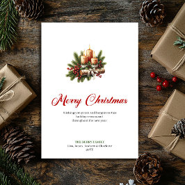 Elegant Christmas candles rustic wooden card Julkort