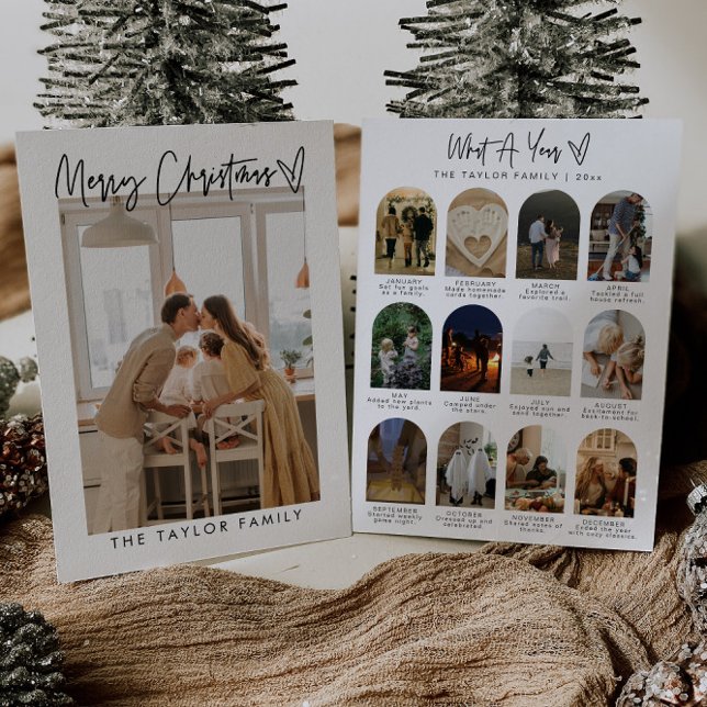 Elegant Christmas Card Holiday Year In Review Inbjudningar (Skapare uppladdad)