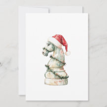 Elegant Christmas Chess Card – Watercolor Knight