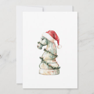 Elegant Christmas Chess Card – Watercolor Knight Julkort