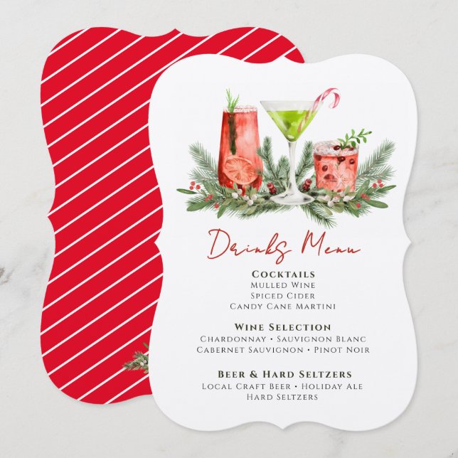 Elegant Christmas Cocktail Party Festive Drinks Meny (Fram/baksida)