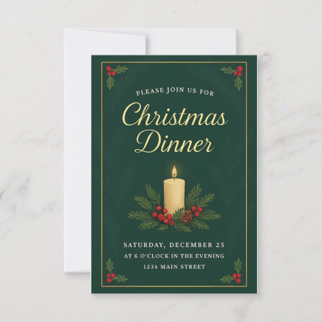 Elegant Christmas Dinner Invitation Inbjudningar (Framsida)