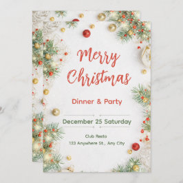 Elegant Christmas Dinner Invitation Inbjudningar