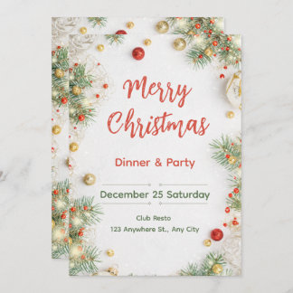 Elegant Christmas Dinner Invitation Inbjudningar