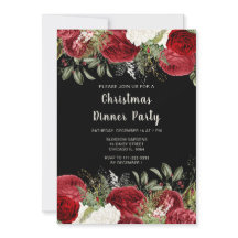 Elegant Christmas Dinner Party Red Flowers
