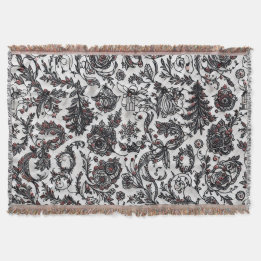 Elegant Christmas floral ornament pattern design Filt