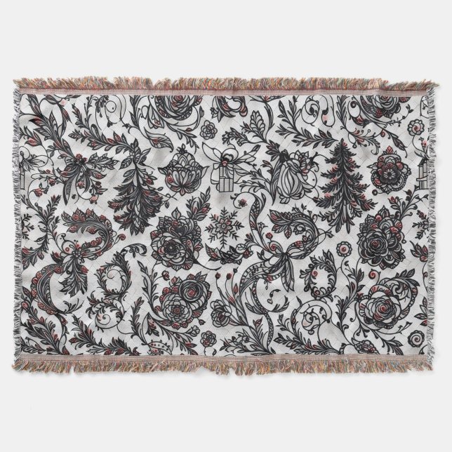 Elegant Christmas floral ornament pattern design Filt (Framsidan)