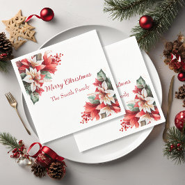Elegant Christmas Floral Poinsettia Paper Napkins Pappersservett