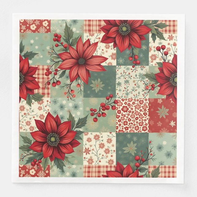 Elegant Christmas Floral Quilt Pattern  Pappersservett (Framsida)