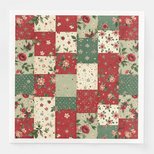 Elegant Christmas Floral Quilt Pattern  Pappersservett (Framsida)