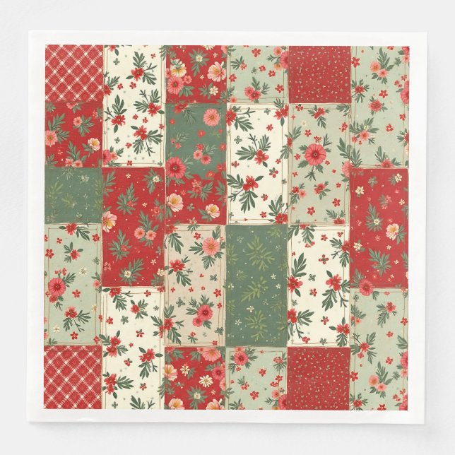 Elegant Christmas Floral Quilt Pattern  Pappersservett (Framsida)