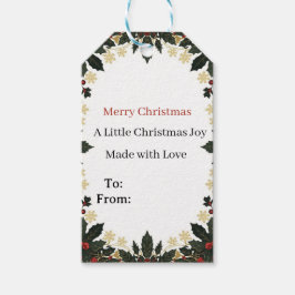 Elegant Christmas Gift Tag with To & From Holiday Presentetikett
