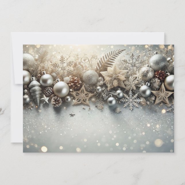 Elegant Christmas Glitter with Silver Highlights Julkort (Framsida)