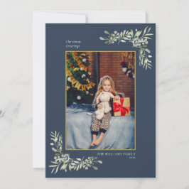 Elegant Christmas Gold Geometric Greenery Photo Julkort
