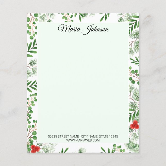 elegant christmas greenery business Stationery (Framsida)