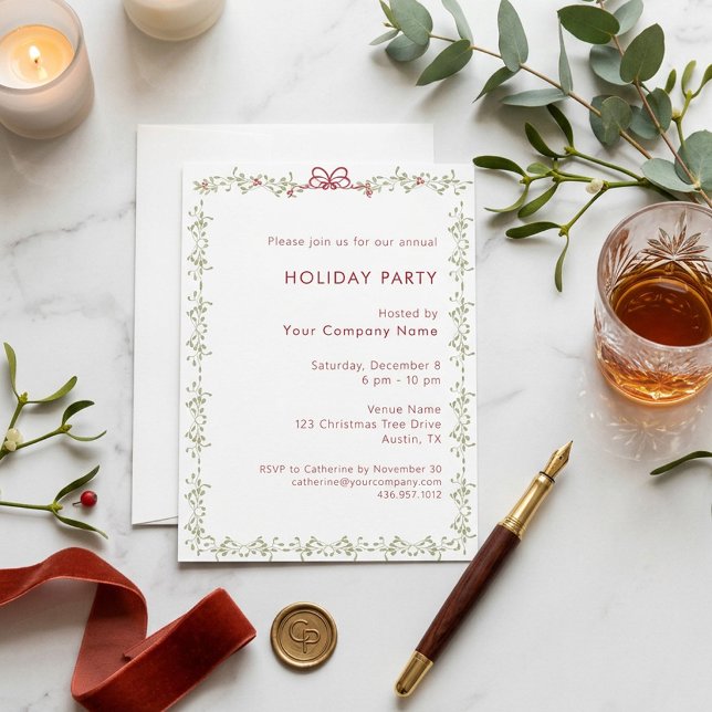 Elegant Christmas Greenery Company Julfest Inbjudningar (Skapare uppladdad)