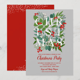 Elegant CHRISTMAS Greenery Party-inbjudningar
