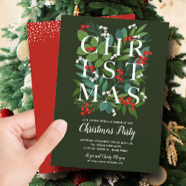 Elegant CHRISTMAS Greenery Party Inbjudningar