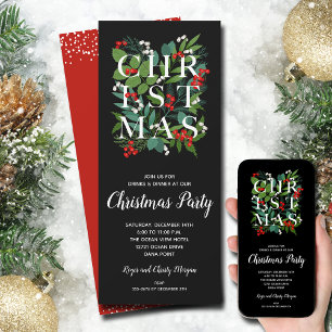 Elegant CHRISTMAS Greenery Party-inbjudningar Inbjudningar