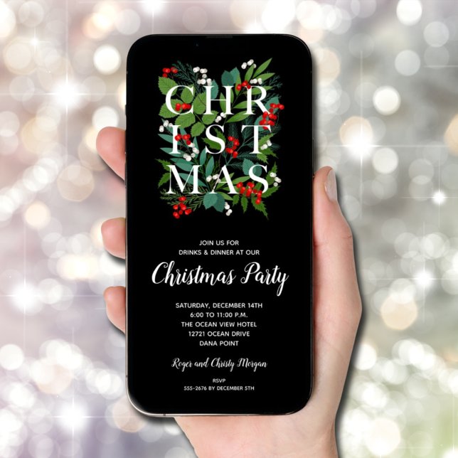 Elegant CHRISTMAS Greenery Party-inbjudningar Inbjudningar (Elegant CHRISTMAS Greenery Party Invitations - INSTANT DOWNLOAD and/or PRINTED.)