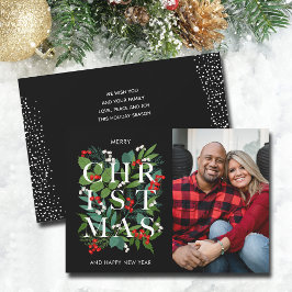 Elegant CHRISTMAS Greenery Photo Helgdag Card Julkort