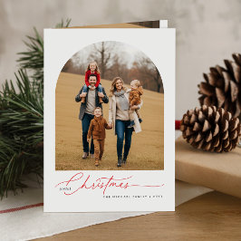 Elegant Christmas Greetings Family Photo Folded Kort