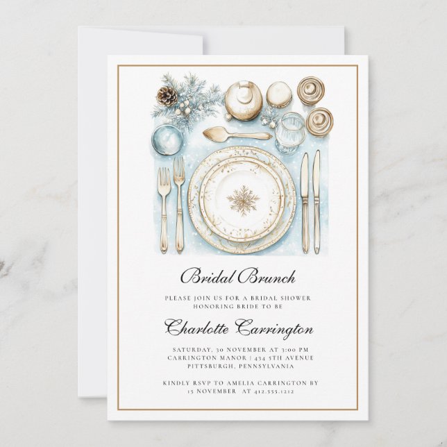 Elegant Christmas Holiday Bridal Brunch Invitation Inbjudningar (Framsida)