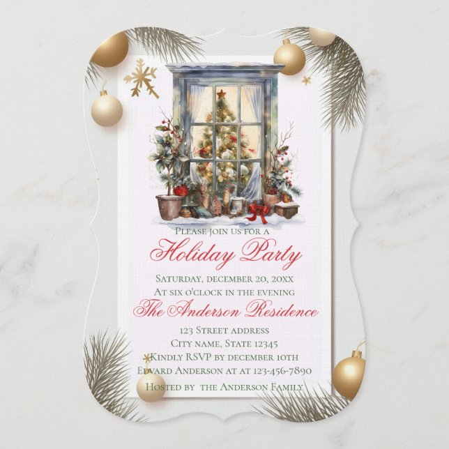 Elegant Christmas Holiday Invitation Inbjudningar (Framsida)
