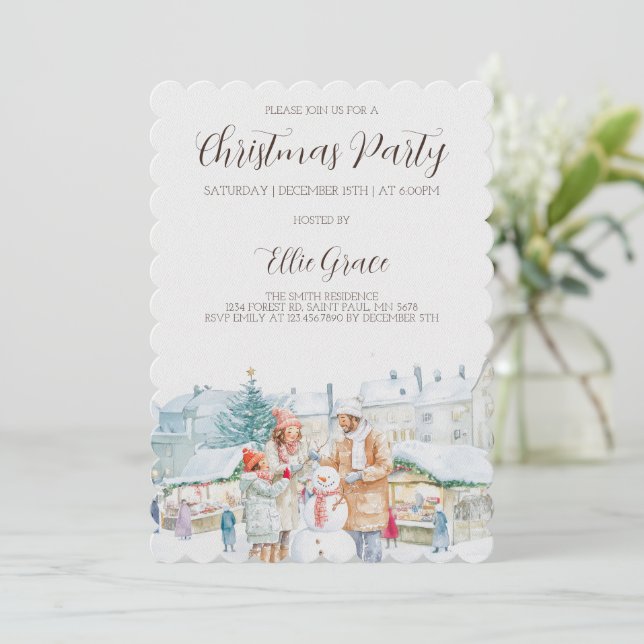 Elegant Christmas Holiday Party Invitation Inbjudningar (Stående Fram)