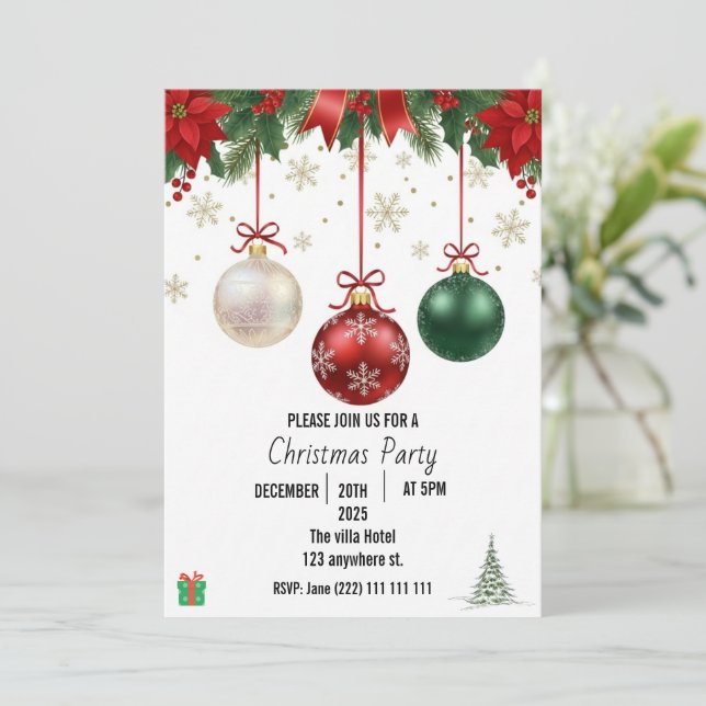 Elegant Christmas  Holiday Party Invitation  Spara Datumet (Stående Fram)