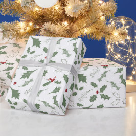 ELEGANT CHRISTMAS HOLLY PRESENTPAPPER
