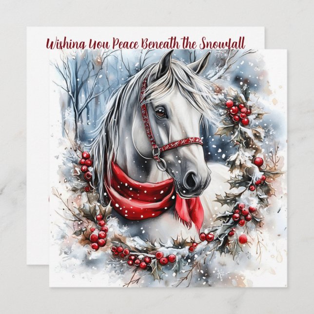 Elegant Christmas Horse with Winter Wreath Custom (Fram/baksida)