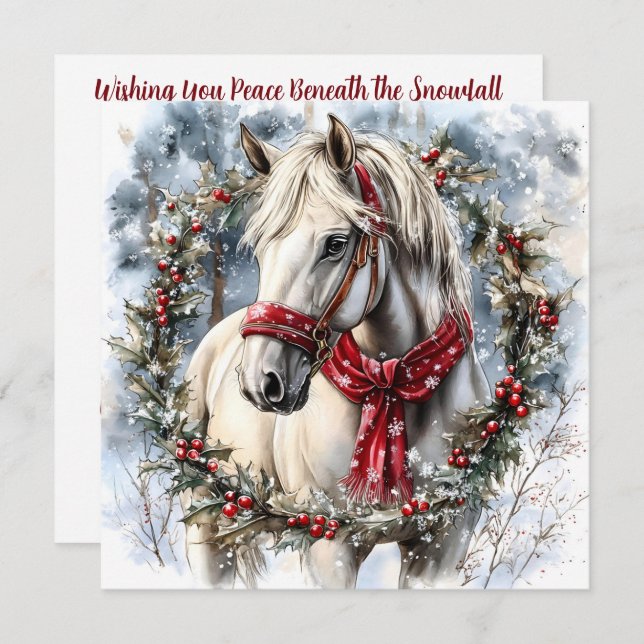 Elegant Christmas Horse with Winter Wreath Custom (Fram/baksida)