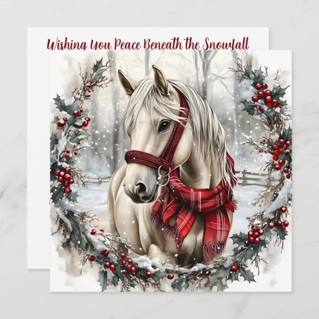 Elegant Christmas Horse with Winter Wreath Custom (Fram/baksida)