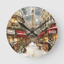 Elegant Christmas in Paris Holiday  Rund Klocka