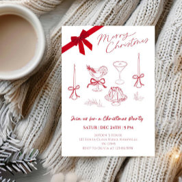 Elegant Christmas Line Art Party Inbjudningar